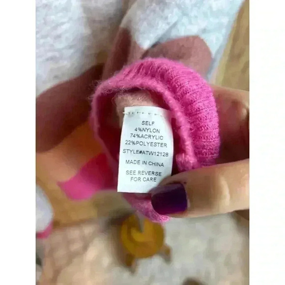 And The Why Striped Pink Gray Sweater Women's M/L - Picture 4 of 7